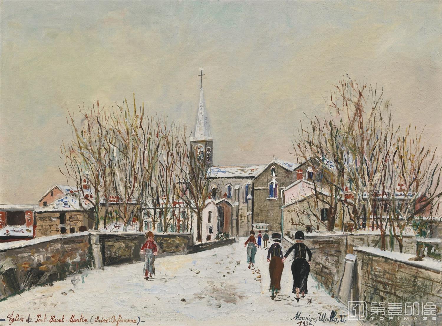 法国]莫里斯·郁特里罗(Maurice Utrillo)作品-EGLISE DE PONT-SAINT-MARTIN-油画作品-第壹印像